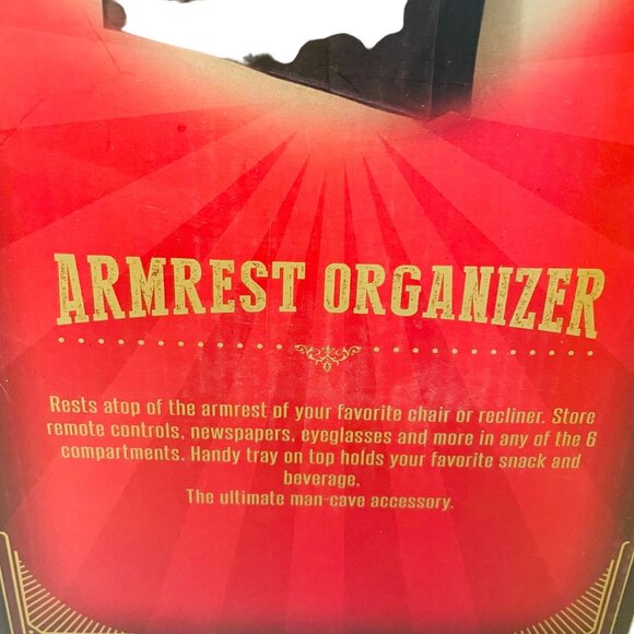 Armrest Organizer - Store Remotes Snacks & More Man Cave Essential 6 Compartment - Picture 2 of 6